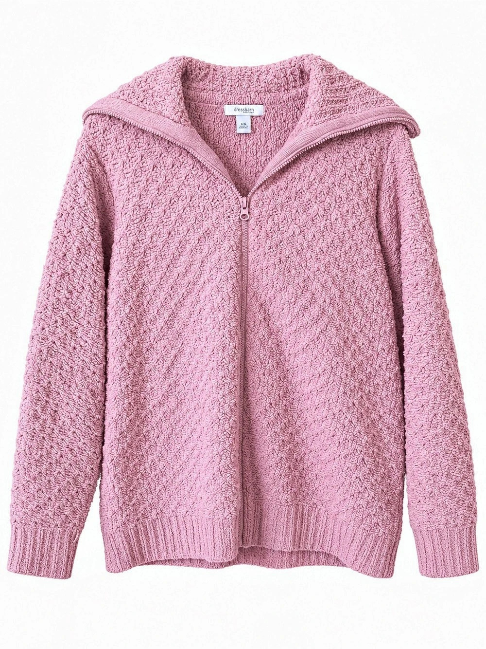 Dressbarn Woman Dusty Pink Sherpa Fleece Zip Up Sweater 14/16